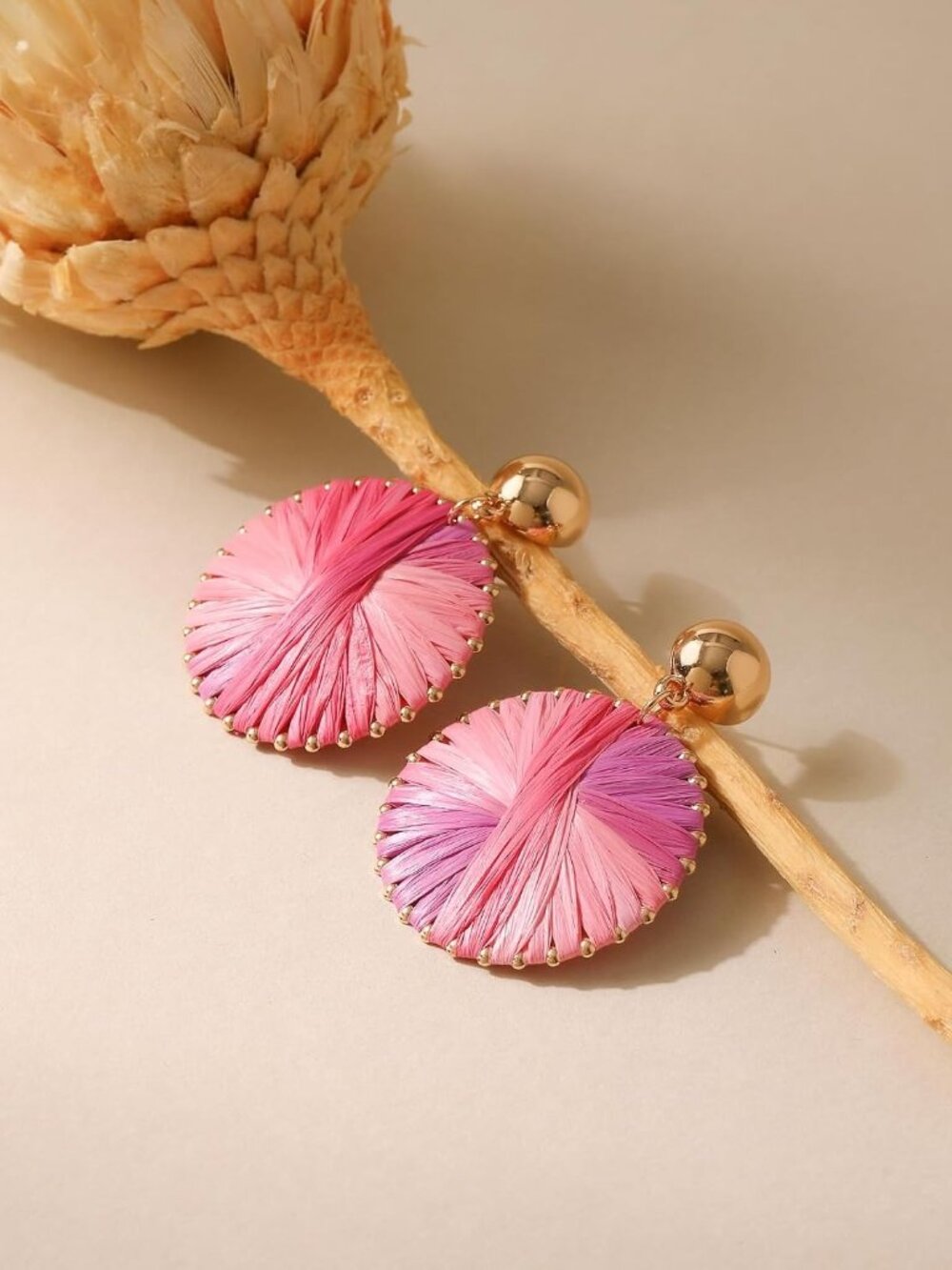 Boho Raffia Dangle Beah Vacation Summer Earrings
